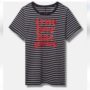 Torrid True Love has Paws Cotton Crew Neck Tee black & white stripes Sz 3x